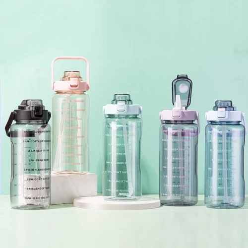 2000ml With Reminder Time Water Tumbler With Straw