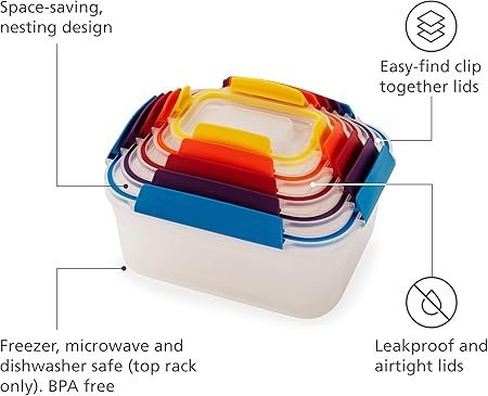 716TJt4kGSL._AC_SX450_.jpg Joseph Joseph Nest Lock Plastic BPA Free Food Storage Container Set