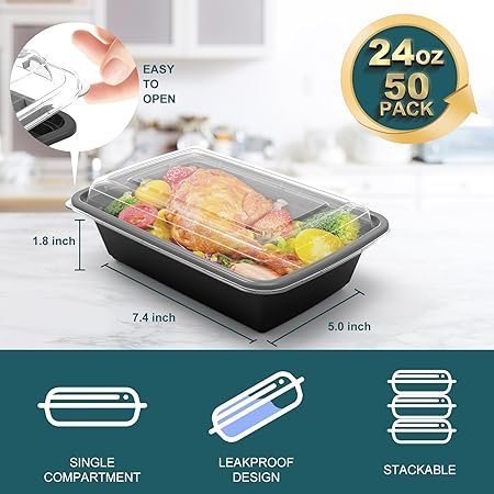 71AkAnmb-cL._AC_SY450_.jpg WGCC Meal Prep Containers 50 Pack Extrathick Food Storage Containers
